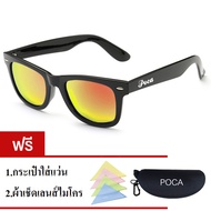 Poca Sunglasses Lenses แว่นตากันแดด เลนส์ปรอทสีทอง กรอบดำ Polarized AntiUV400 100% รุ่น RB2140/Gold
