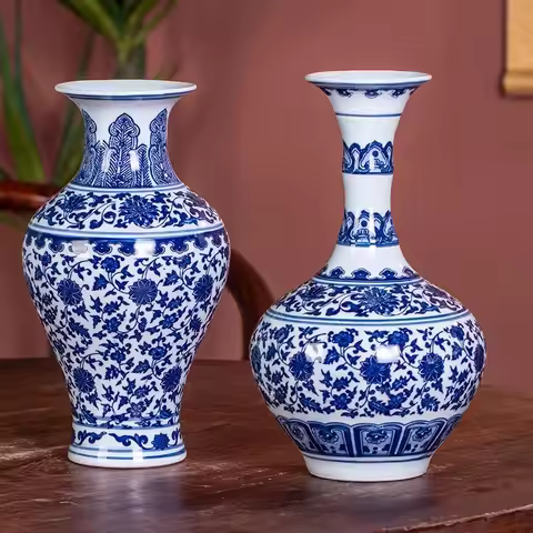 30cm/large vase Jingdezhen ceramic blue and white porcelain vase decoration, living room flower vase