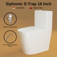 Bathroom Ceramic One Piece Washdown Water Closet WC 16 Inch Strap Rimless Siphonic WC 16 inci Tandas Duduk