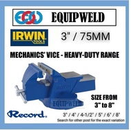 IRWIN RECORD 3" / 75MM MECHANIC VICES (HEAVY DUTY) MODEL NO 1  BENCH VICE REPLACEABLE HARDENED STEEL
