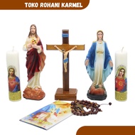 LILIN CATHOLIC PRAYER SET 20 CM CATHOLIC PRAYER EQUIPMENT/ CATHOLIC SITTING CROSS/ JESUS MOTHER MARY