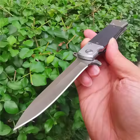 Outdoor Survival Folding Knife: Sharp 8CR13MOV Steel Blade, G10 Handle for Camping, Hunting, Fruits 