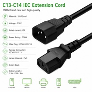 C13 to C14 Extension Power Cord Power Extension Cable Monitor IEC Cable Extension C13 Male to C14 Fe