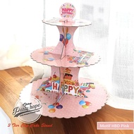 Cake Stand motif HBD Pink / 3 Tier Cupcake Stand / standing cupcake