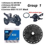 Shimano Deore M5100 1x11 Speed Derailleurs Groupset 11 Speed Right Shift Lever RD KMC X11 CN Chain CS SunRace Cassette 51T Set