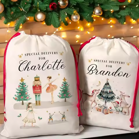 Personalised Christmas Gift Bag Nutcracker Ballerina Reindeer Gift Bag for Kids Special Delivery Chr