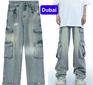 QUẦN JEANS BÁCH LAI - QUẦN JEANS TÚI HỘP TO ỐNG RỘNG PHỦ GÓT GIÀY PHONG CÁCH Y2K CAO CẤP - DUBAI FAS
