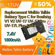 BL-17UV Replacement Walkie Talkie Battery 7.4V 1400mAh Type C for Boafeng V1 V2 UV-17 UV-17 Pro UV-1