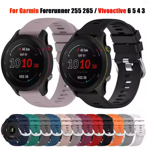 18mm 20mm 22mm Original Silicone Band For Garmin Forerunner 255 255S Music 245 55/Venu 3 3S 2 Plus /