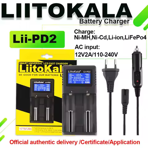 LiitoKala Lii-PD2 Battery Charger 3.7V Li-ion /18650/18500/16340/26650/21700 /20700/18350/CR123A 1.2