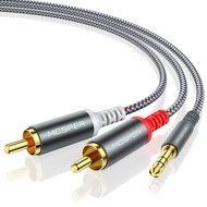 RCA to 3.5mm AUX Cable, (6.6 Feet) 3.5 mm 1/8 to RCA 2-Male Headphone Jack Adapter Splitter Premium 