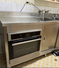 瑞興工作台冰箱+活動式伊萊克斯電烤箱+雙槽洗手檯一體成型設計《高雄自載》