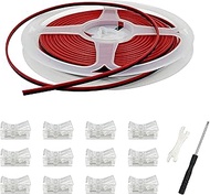 HAMRVL 12 Pack 8mm Cob Led Strip Light Connectors 2 Pin, Led Strip to Wire Solderless Transparent Tr