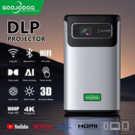 GOOJODOQ DLP Portable Wireless Mini Projector for Phone Bluetooth Laptop Smart 4k Android Wifi for home Outdoor camping