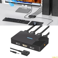 Lidu11 8K 60Hz Resolution HDTV KVM Switcher 1 Monitor 2 Computer Sharing Keyboard Mouse