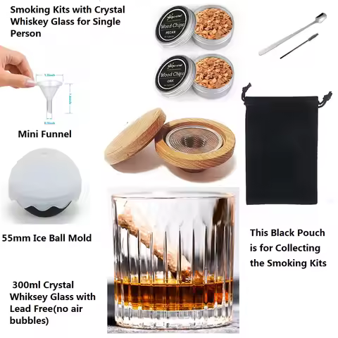 Whiskey Glasses Smoke Kit Wood Chips and Lid for Whiskey or Bourbon Father's Day Gift How does whisk