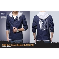 Snk Attack On Titan Navy Canvas Hoodie Jacket (Ja Snk 72)