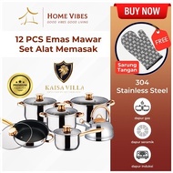 12PCS Non Stick Cookware Set Stainless Steel Cooking Pot Non Stick Pan Frying Pan Cookware Kuali Per