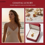 [ICHEN] Brass Charm Pendant Ex Voto Heart Red Cubic Zirconia For DIY Nelace Keychains Jewelry Making