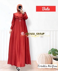 Samira Dress Maxy / Gamis Dewasa Polos Simple Bahan Crinkle Airflow / Busui Kancing Depan Ld 130