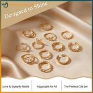 tweettwehhno Open Multi-joint Ring Set 22PCS Trendy Heart Butterfly Pattern Adjustable Hypoallergeni