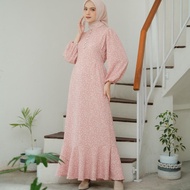 TAFANA - Jisso Dress Muslim Korea Bahan Crinkle | gamis motif bunga |