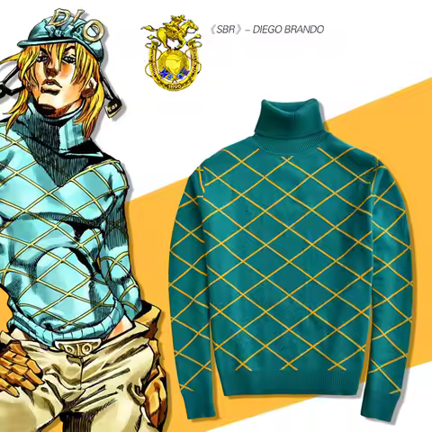 Anime Bizarre Adventure Cosplay Costume Diego Brando Golden Wind Cotton Knitted Sweater Autumn Winte
