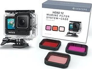 HERO10 and HERO9 Red Filter: Includes 60m (196ft) HERO10 Housing &amp; 3 Filters - Laser Cut Low Iron Glass (Superior Clarity) - Includes Red, Magenta, &amp; Snorkel Filter [60M HOUSING for GoPro HERO10]