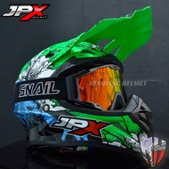 HELM JPX CROSS FOX1 X14  FLUO GREEN GLOSS PAKET GANTENG GOOGLE SNAIL HELM JPX KLX ORIGINAL HELMET MO