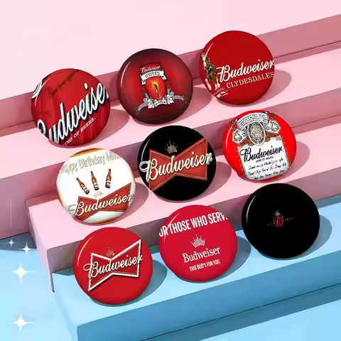 King Of Beer B-Budweiser 32/44/58MM Customizable Button Pins Cute Funny Creative Badge Jewelry Decor