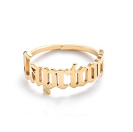 COLORFUL BLING Constellation Rings for Women, 12 Zodiac Old English Letter Adjustable Stainless Stee