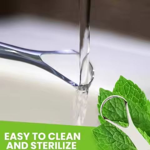 Portable Stainless Steel Tongue Scraper Silver Removing Bad Breath Halitosis Clean Oral Cleaner Tool