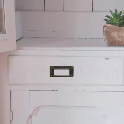 12Pcs Iron Drawer Label Frames Vintage Metal Tag Holders for Cabinets Cupboards File Boxes Office Fu
