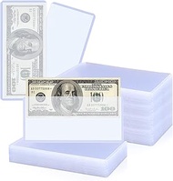 100 Pack Currency Sleeves Holder PVC, Clear Dollar Bill Holder Plastic Paper Money Sleeve for Bills 