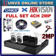 HIKVISION X CYNICS 4 Full Set Channel Set 4CH HIK  Camera Set WITH HDD Up To 2MP 1080P  (Free p2p ph