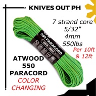 ATWOOD 550 - PER 10FT/12FT - Paracord Group 3 COLOR CHANGING