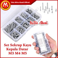 Flat Head Wood Screw Set / Self Tapping Screw Flat Head Kit M3 M4 M5 / Flat Head Screw Kit 10 Sizes