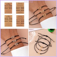 RAINL 3pcs Sun Moon Star Bracelet Friendship Jewelry Adjustable Hand Woven Bracelet