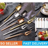 【📣SG Seller】🔥304 Stainless Steel Creative Hanging Edge Spoon and Fork Coffee/Wall-hanging/Stirring/J