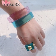 XINSU38 Colorful Retro Transparent Gifts For Her Geometric Open Bangles Fashion Bracelet Wrist Jewelry Women Bangles