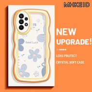 MHKEID Casing Ponsel untuk Samsung A23 M23 5G A22 5G M22 A32 5G A33 5G M32 5G A21s Casing bunga Telepon anti guncangan Case lembut bening Kesing pinggiran gelombang Softcase Cases hp kamera kreatif sederhana Back Cover