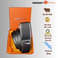 HAGAGO Men's Belt Quality Cowhide, Automatic Buckle, 1 Year, Luxury Bag + Box, Cut to Size as Requir