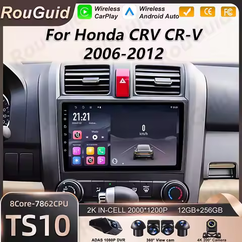 Car Radio Android 16 For Honda CRV CR-V 3 RE 2006 - 2012 Wireless Carplay Multimedia Player Autoradi