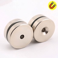 Nam châm đất hiếm 40x10mm lỗ 6mm mạ Niken từ tính N35