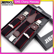 【Hot Sale】 ∈ ネ ㌶ A24 jierku genuine leather suspenders man's braces 3clips suspensorio fashion trous