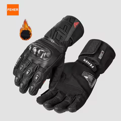FEHER Winter Motorcycle Gloves Keep Warm Waterproof Windproof Men's Motorbike Leather Gloves Off-roa