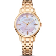 [𝐏𝐎𝐖𝐄𝐑𝐌𝐀𝐓𝐈𝐂] Citizen Eco-Drive EM0893-87Y EM0893 Rose Gold Bracelet Mother Of Pearl Ladies Watch