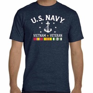 US Navy Vietnam Veteran T-Shirt with 3 Ribbons and Anchor Graphics