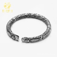 S999 Pure Handmade Silver Jewelry Same Style Bracelet Faucet Bracelet Old Nine-Door Pure Silver Silv