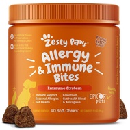 Zesty Paws Allergy & Immune Bites, Soft Chews Treats for Dogs’ Gut & Immune Health